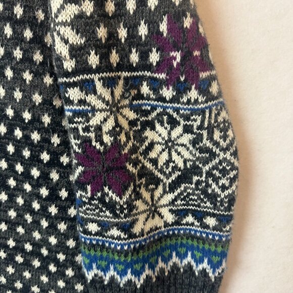 Rosie Neira Anthropologie  Cardigan Sweater M wool blend button up snowflakes - Picture 2 of 7